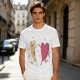Olive T-Shirt with Dancing Pizza Slice and Heart Graphic