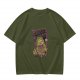 Olive Graphic T-Shirt With Bloody Burger Monster Print