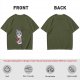 Olive Green T-Shirt With Cute Chef Cat Mixing Batter Print