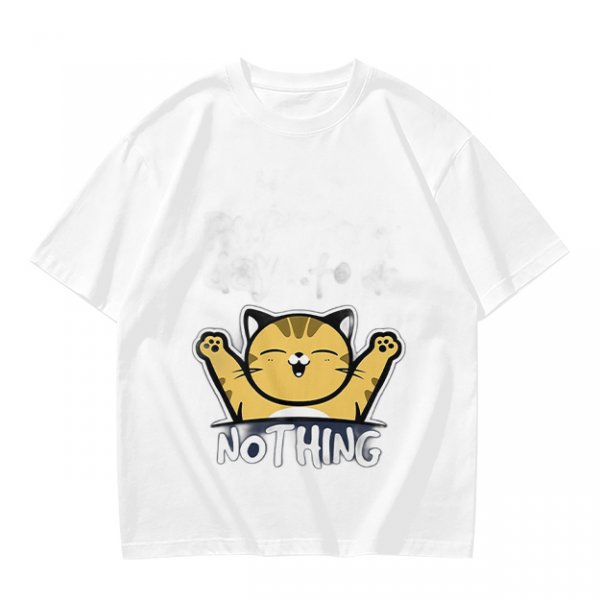 Olive T-Shirt with Happy Raised Paw Cat and 'NOTHING' Print
