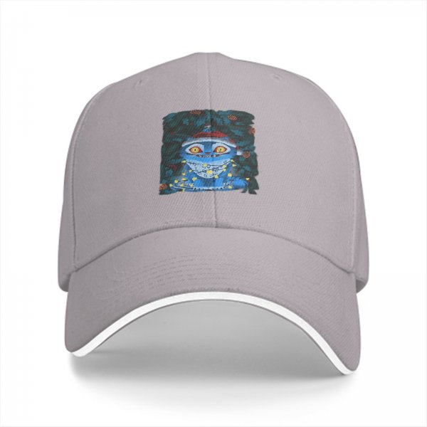 Black Baseball Cap With Christmas Cheshire Cat Print