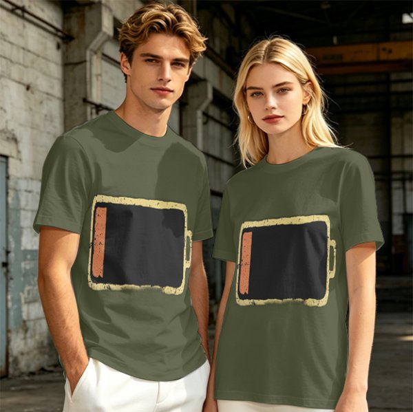 Olive Green T-Shirt With Distressed Retro TV Graphic Print