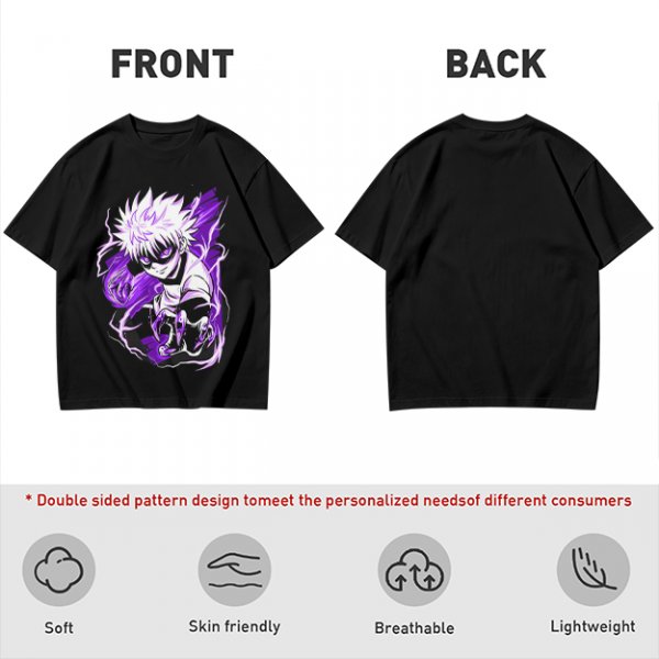Olive Anime Graphic T-Shirt Featuring Killua Zoldyck