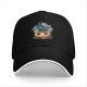 Black Baseball Cap With Cute Viking Dragon Pumpkin Halloween Art