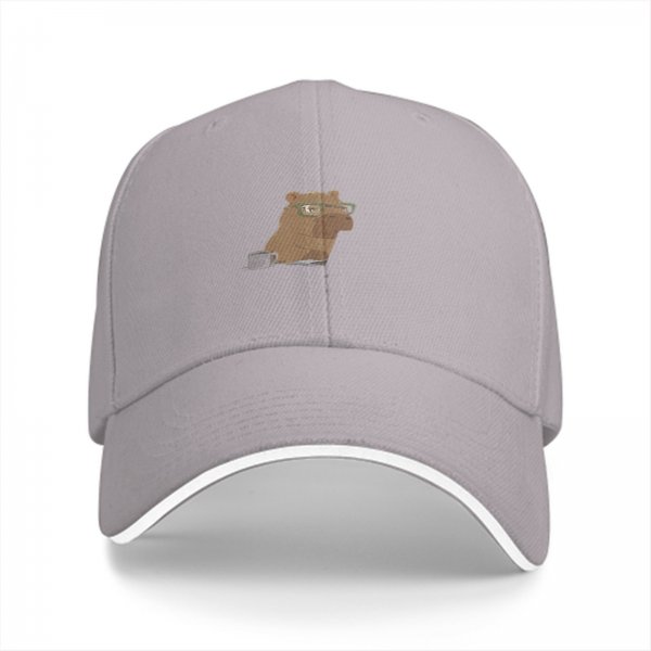 Black Baseball Cap With Capybara Wearing Glasses Graphic