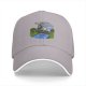 Black Baseball Cap With Cartoon Boys Crossing Stream Artwork