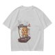Olive T-shirt with cartoon pizza running on treadmill graphic