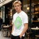 Olive Green T-Shirt With Leaf Shaped Tamagotchi Totoro Print