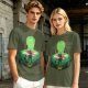 Olive Anime T-Shirt With Samurai Warrior Silhouette Art