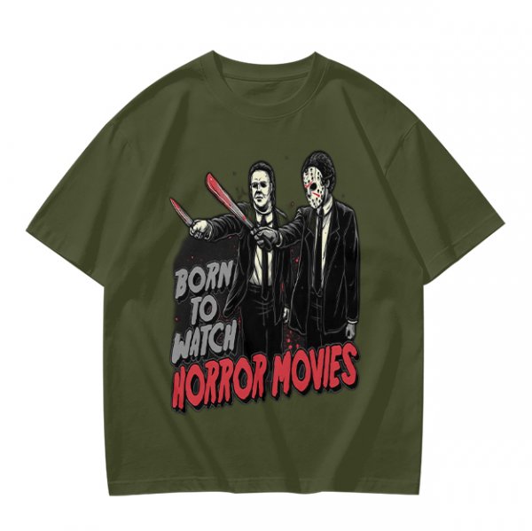 Born To Watch Horror Movies Halloween Themed Graphic T-Shirt