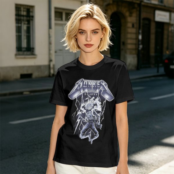 One Piece Monkey D. Luffy Gear 5 Metal Rock Style Graphic T-Shirt