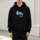 Black hoodie with sleeping skeleton graphic and 'Dad Tired' text