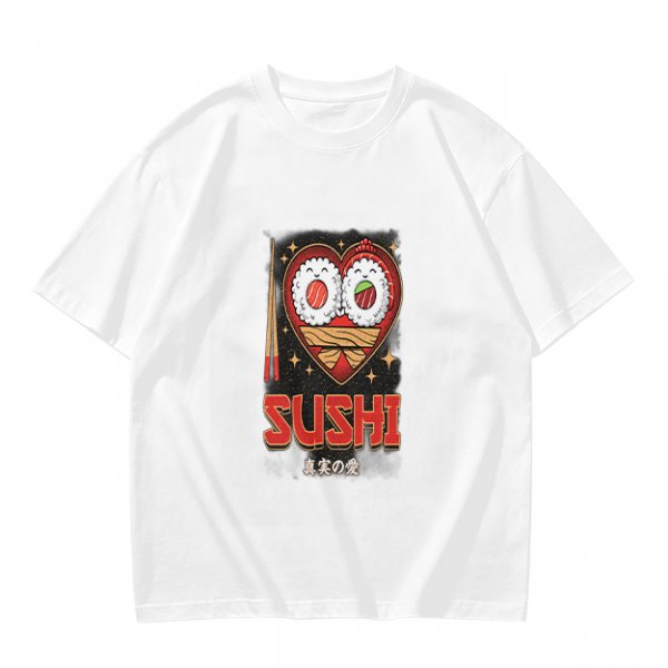 Olive T-Shirt With Cute Sushi Heart Graphic That Says I Love Sushi