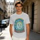 Olive t-shirt with cartoon earth 'friendly reminder' print