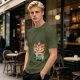 Olive green t-shirt with cute shiba inu ice cream graphic