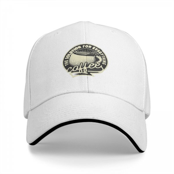 Black Baseball Cap With Coffee Themed 'Solution For Everything' Print