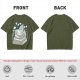 Olive T-Shirt With Stacked Books Teacup Floral Print