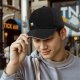 Black Baseball Cap With Cute Drumming Character Embroidery