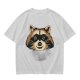 Olive Green T-Shirt With Smiling Raccoon Graphic Print