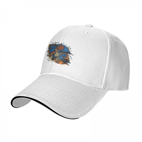 Black Baseball Cap With Fantasy Dice Splash Art Design
