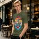 Olive T-shirt with Retro Ramen Bowl Chopsticks Graphic