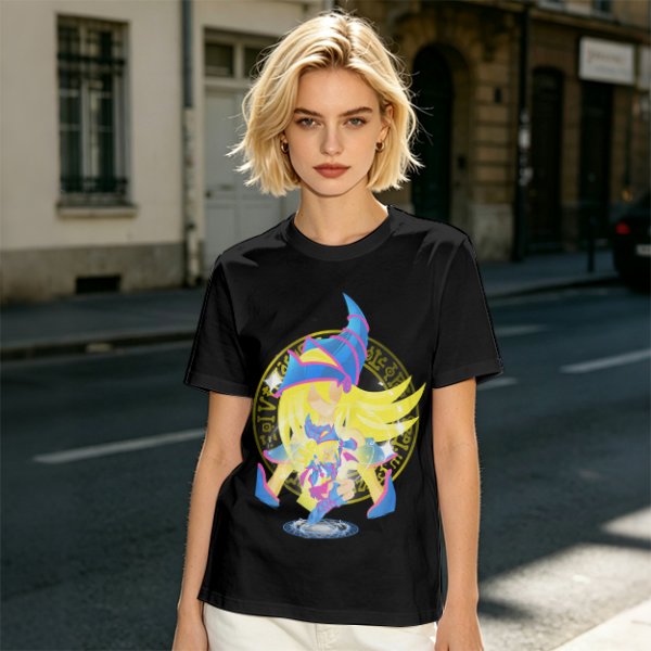 Olive T-Shirt with Dark Magician Girl Anime Graphic Print