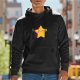 Black hoodie with cute smiling yellow star graphic print