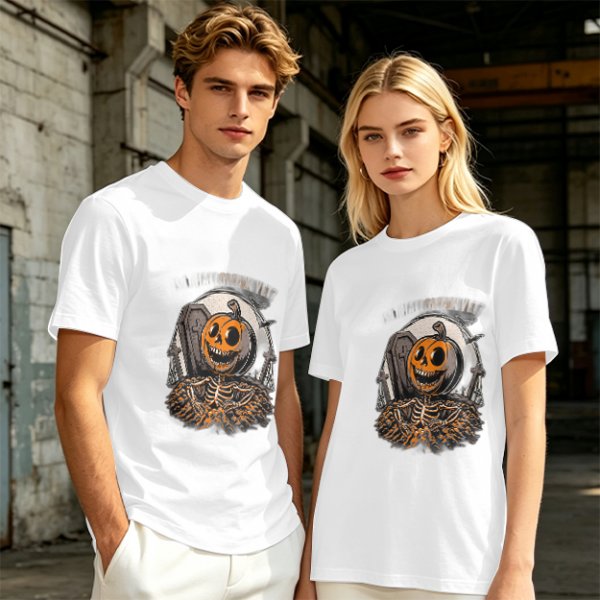 Olive Halloween Skeleton Pumpkin Graphic T-Shirt