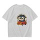 Olive T-Shirt With Cartoon Penguin Driving Car 'My Destination?' Print