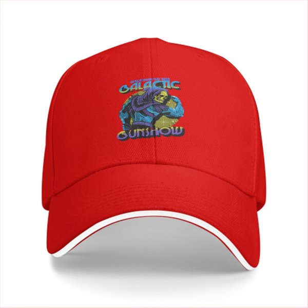 Black baseball cap with Galactic Gunshow skeleton graphic print