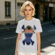 Olive T-Shirt with Neon Style Straw Hat Pirate Skull Print