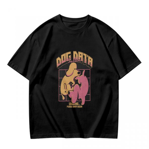 Olive green graphic t-shirt with dog data system print