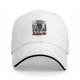 Black baseball cap with cat kitchen graphic and 'Return to Bed Human' text