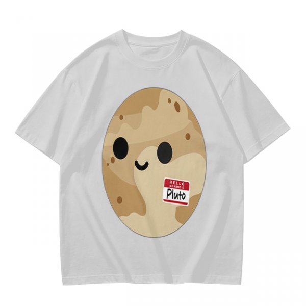 Olive T-Shirt With Cute Pluto Potato Character Graphic