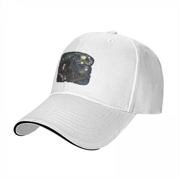 Black Baseball Cap With Starry Night Edward Scissorhands Art Print