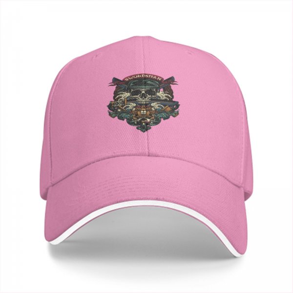 Black baseball cap with Swordsman skull crest graphic