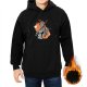 Black hoodie with anime-style female character graphic print