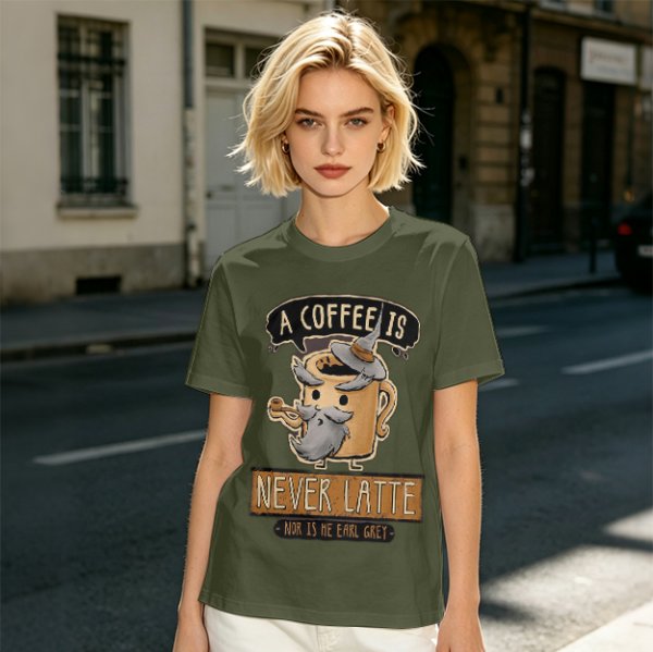 A Coffee Is Never Latte Wizard Mug T-Shirt Print