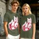 Olive green t-shirt with Kitty Cat graphic print