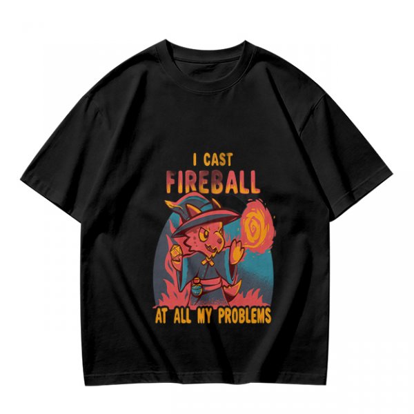 I Cast Fireball At All My Problems Dragon Wizard T-Shirt