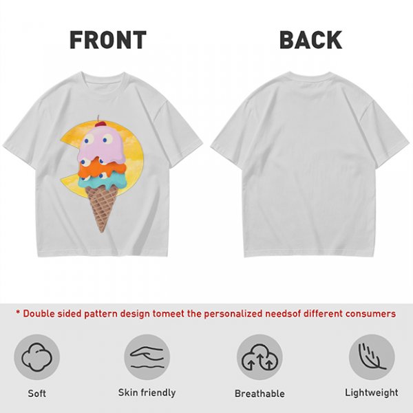 Olive T-Shirt With Melting Ice Cream Ghost Graphic Design