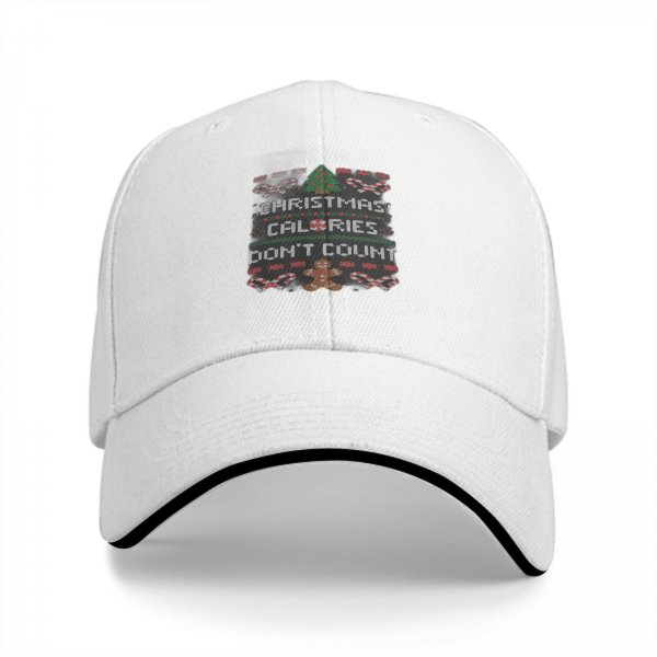 Black Baseball Cap With Christmas Calories Don't Count Festive Print