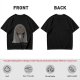 Olive T-shirt with Angry Cat in Hooded Cloak Graphic Print