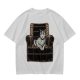 Olive Green T-Shirt With Cat In Armchair Graphic Print