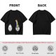 Oversized Olive T-Shirt With Sad Clouds And Rainbow Drip Graphic