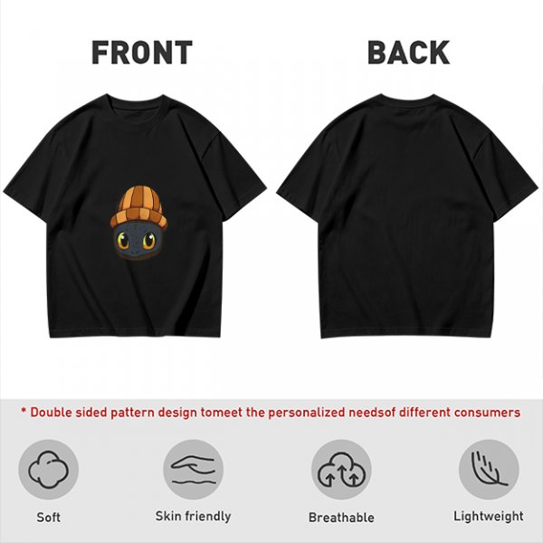 Olive T-Shirt Featuring a Cute Dragon Wearing a Striped Beanie