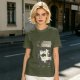 Olive T-Shirt With Cat Body Language Illustrations