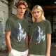 Olive T-Shirt Featuring Toothless and Light Fury Dragons