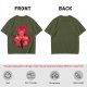 Olive Anime Graphic T-Shirt With Spiky Red Haired Character Art
