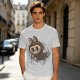 Olive Green T-Shirt With Playful Monster Bunny Graphic Print